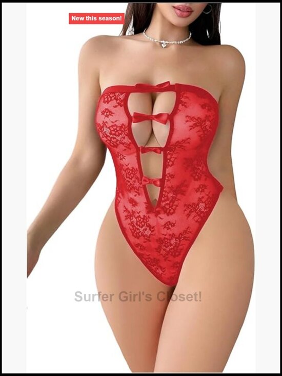 Other - Lace Sheer Strapless Teddy Bodysuit - Mesh Sexy Sleepwear Honeymoon